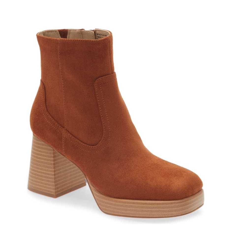 BP. Keyla Platform Bootie In Tan Chestnut Color - New In Box - Reemoly